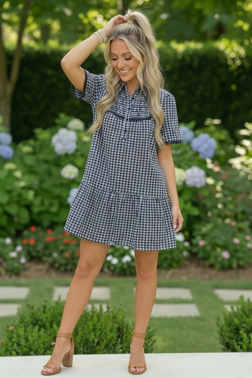 Pick UP - Summer Wedding Button Down Ruffle Mini Dress