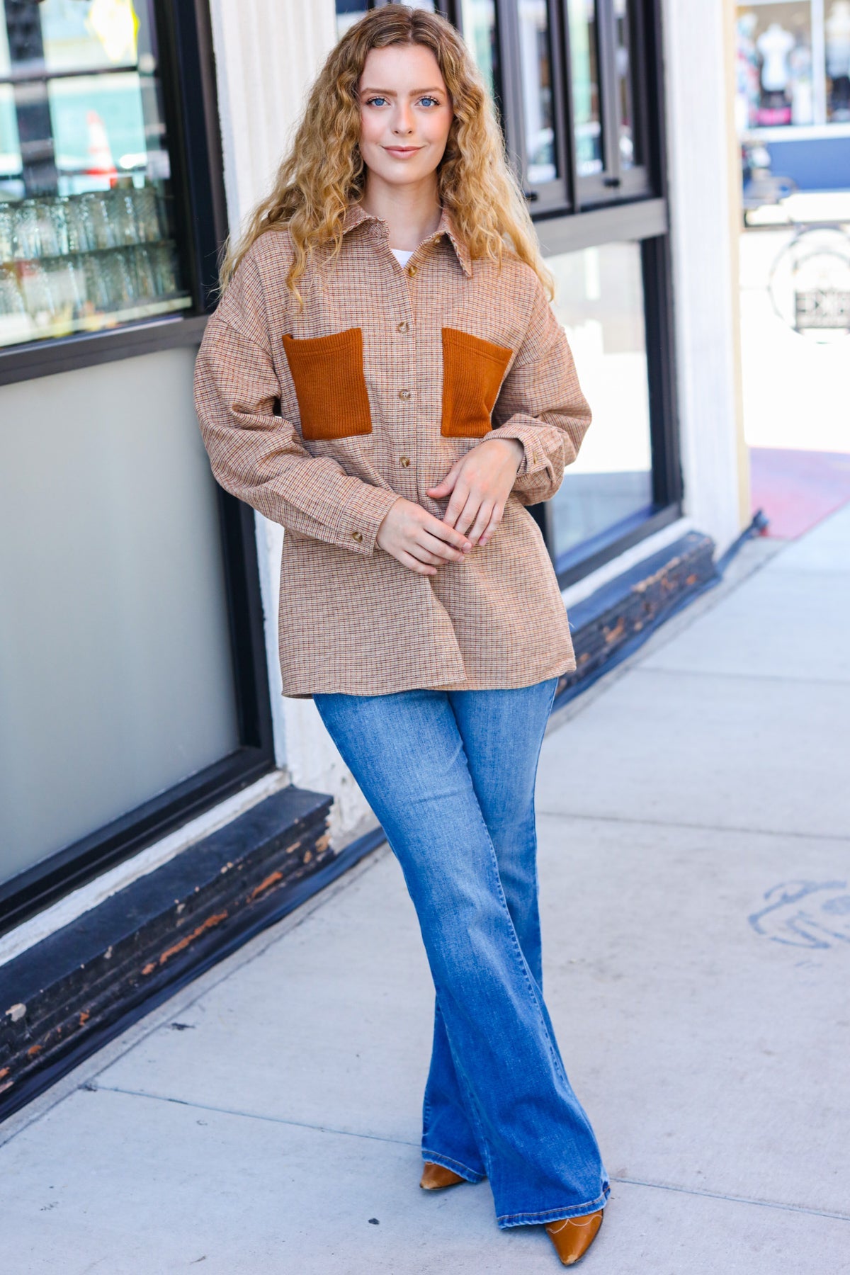 Pick Up - Start You Day Rust Flannel Plaid Oversized Shacket