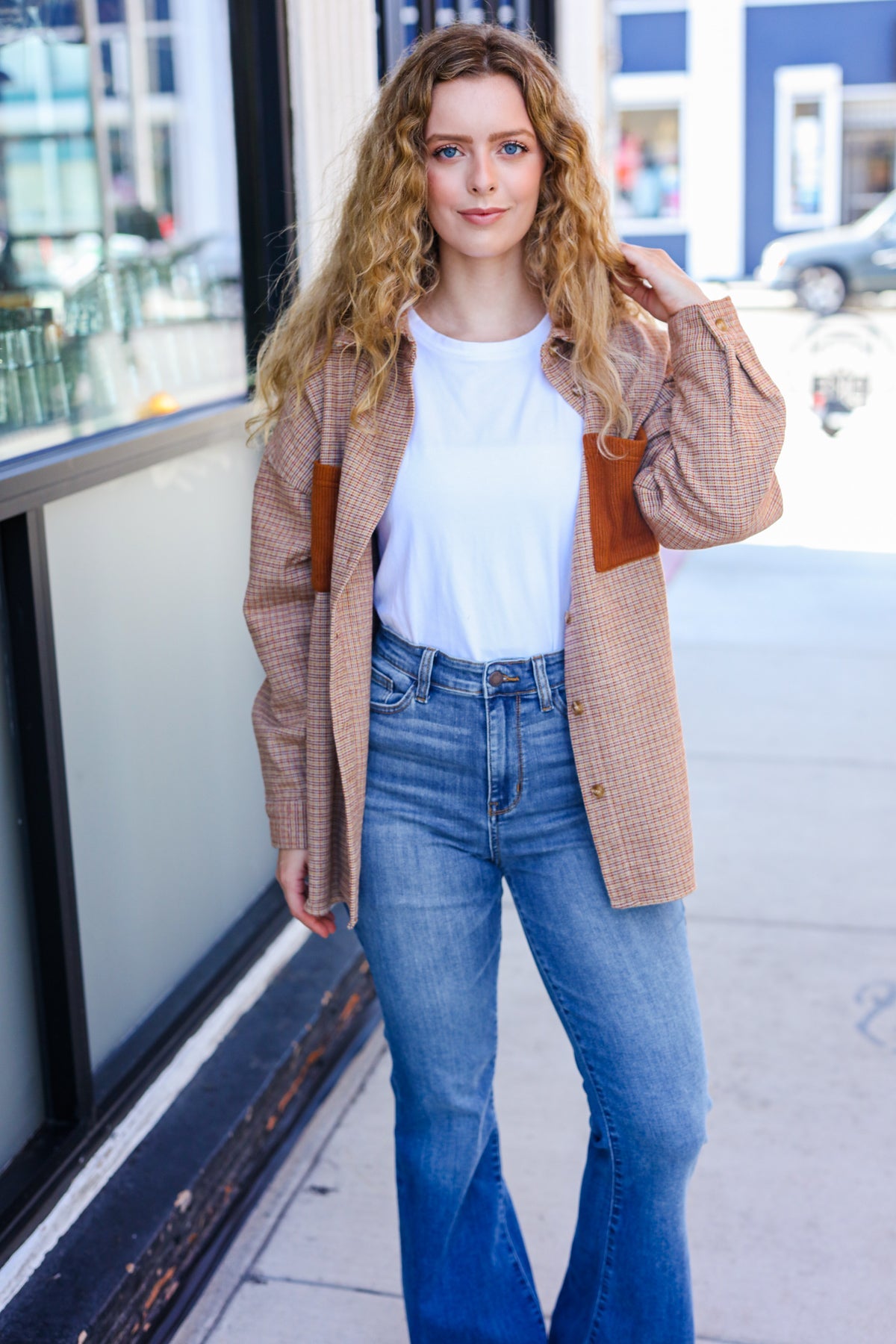 Pick Up - Start You Day Rust Flannel Plaid Oversized Shacket