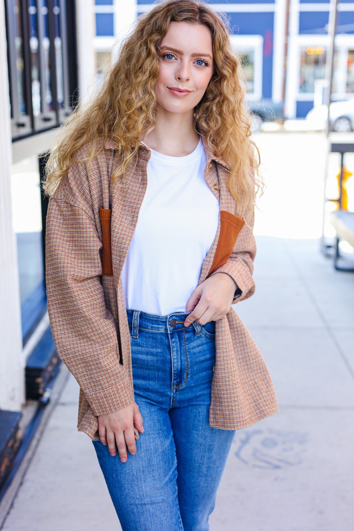 Pick Up - Start You Day Rust Flannel Plaid Oversized Shacket