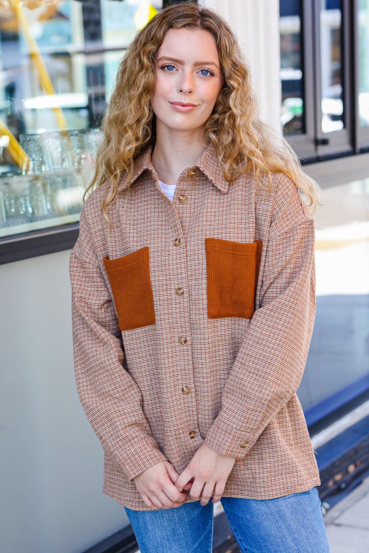 Pick Up - Start You Day Rust Flannel Plaid Oversized Shacket