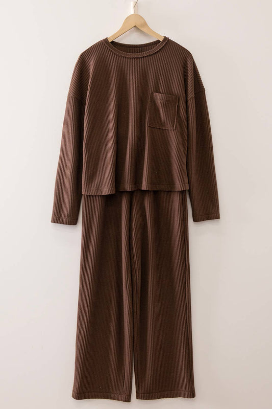 Pick Up - COZY WAFFLE LONG SLEEVE LOUNGE SET