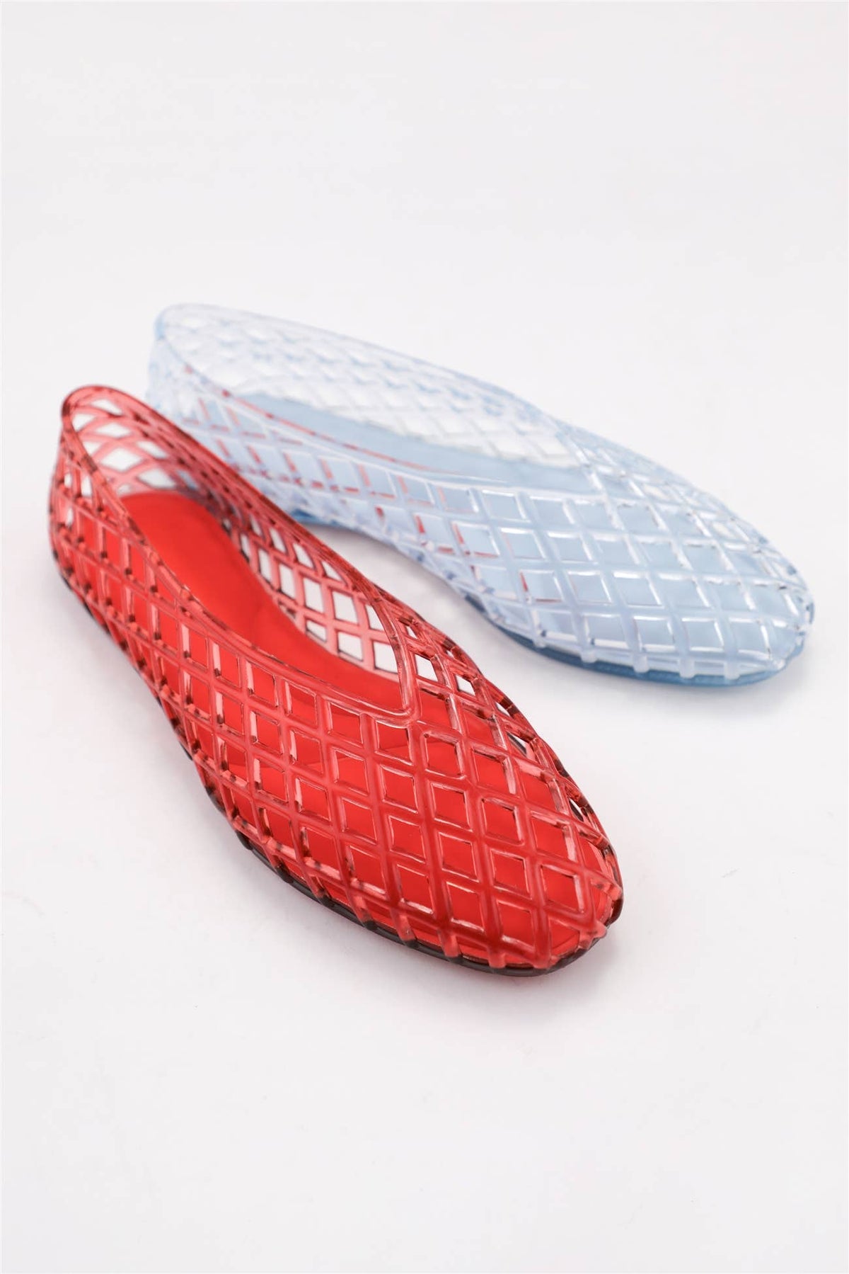 Pick Up - RED Woven Cage Jelly Ballet Flats