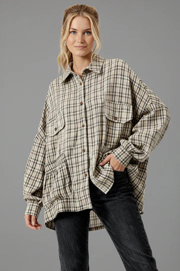 Pick Up - BUTTON DOWN PLAID SMOCKED POCKET SHIRTS