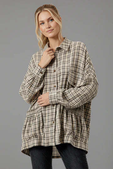 Pick Up - BUTTON DOWN PLAID SMOCKED POCKET SHIRTS
