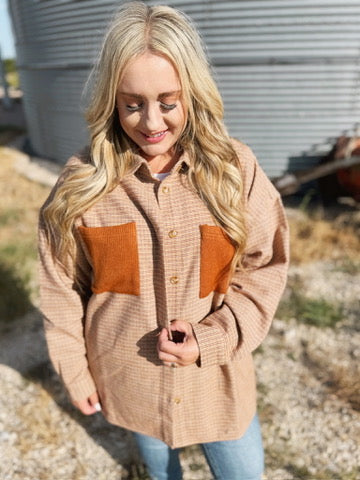 Pick Up - Start You Day Rust Flannel Plaid Oversized Shacket