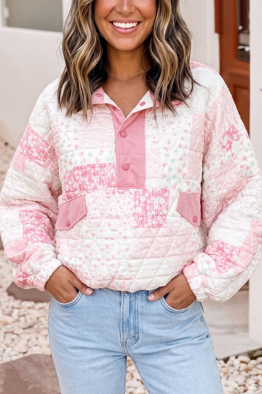 Pick Up - Pink Floral Pullover Sweatshirt