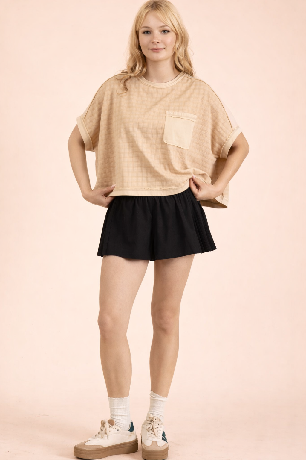 Pick Up - Dolman Sleeve Textured Knit Casual Top