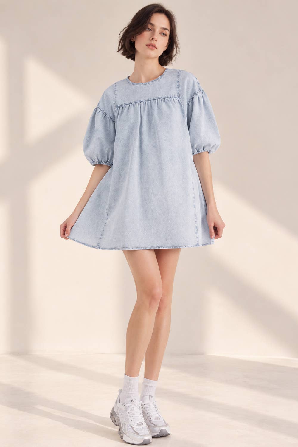 Pick Up - Washed Denim Casual Mini Dress