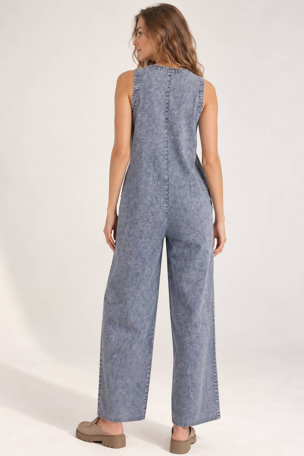 Pick Up - Wide Leg Washed Denim Jumpsuit