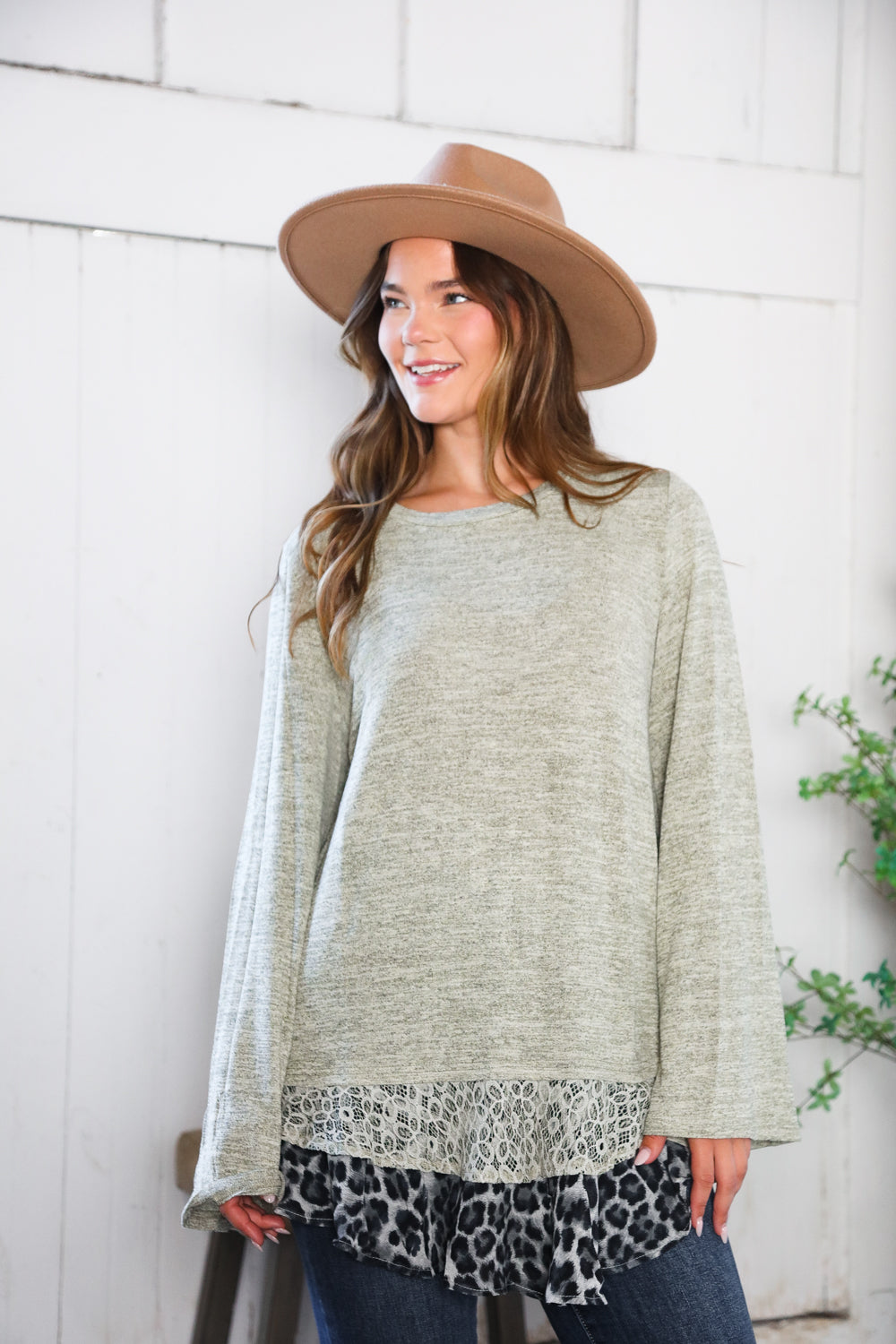 For the Love of Lace Leopard Trim Sweater