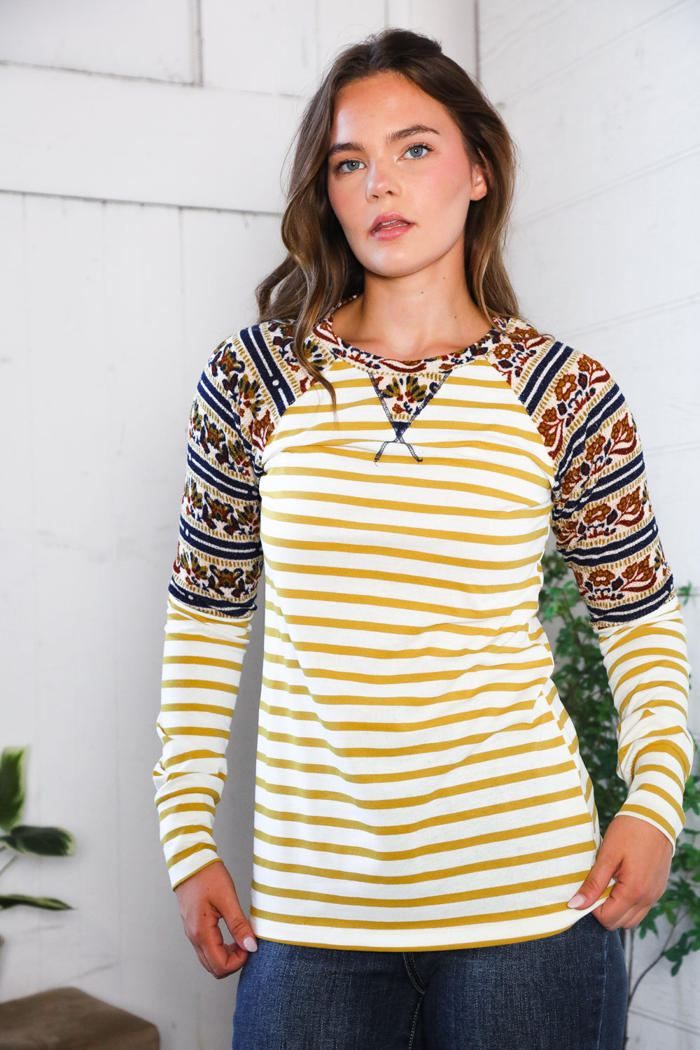Stripes for Days Vintage Floral Raglan