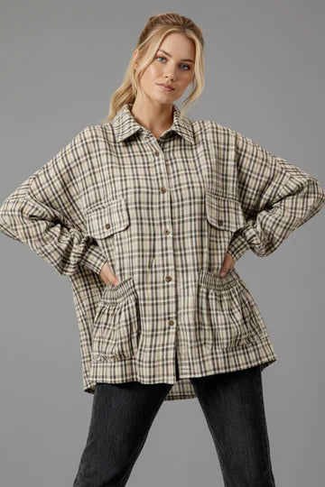 Pick Up - BUTTON DOWN PLAID SMOCKED POCKET SHIRTS