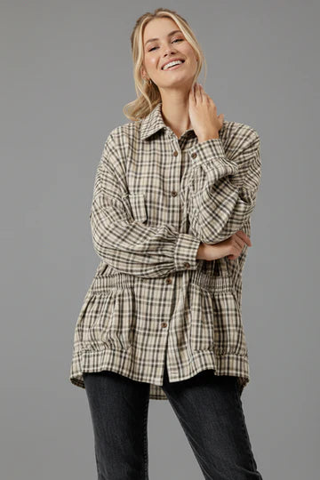Pick Up - BUTTON DOWN PLAID SMOCKED POCKET SHIRTS
