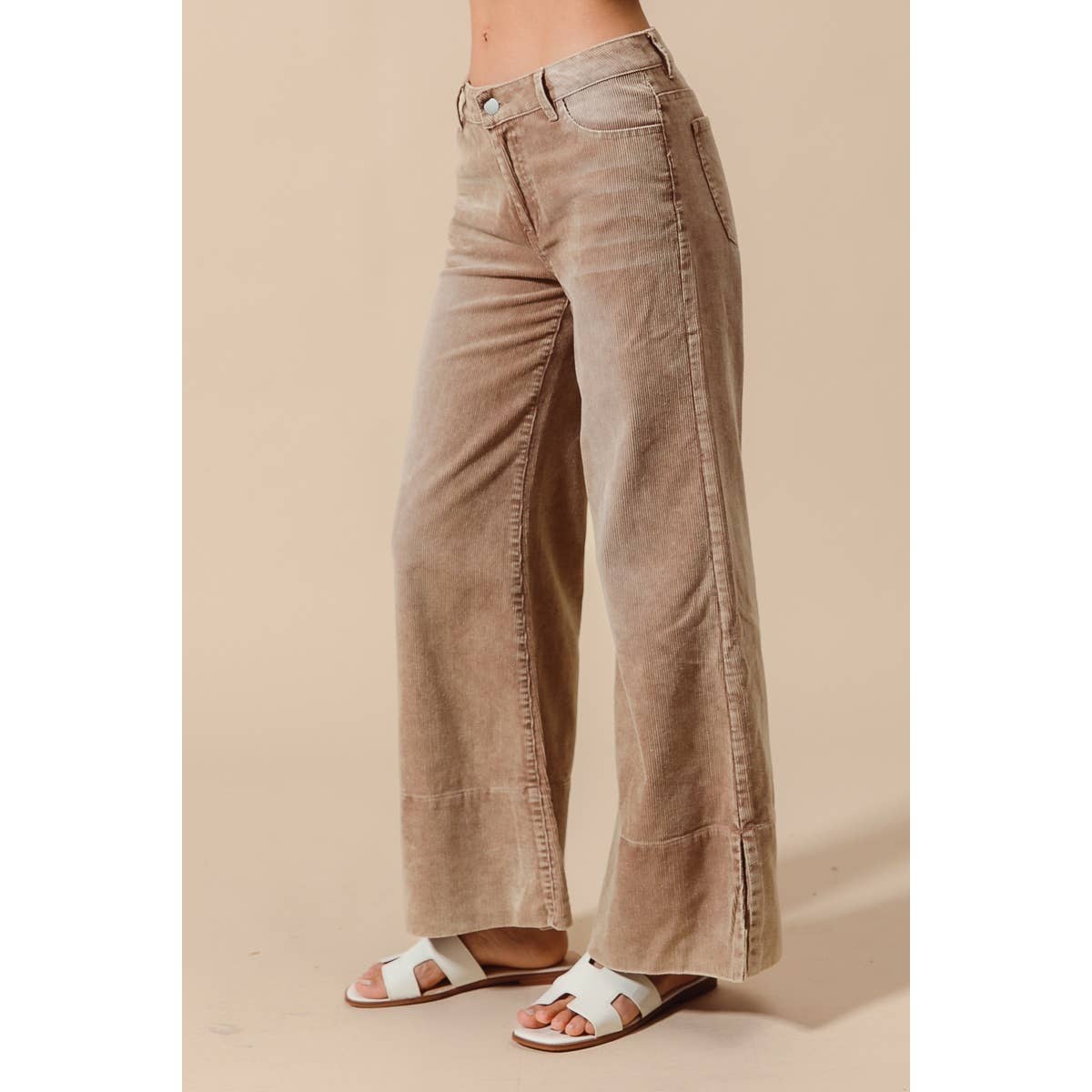 Pick Up - WIDE LEG FLARED WASHED CORDUROY PANTS