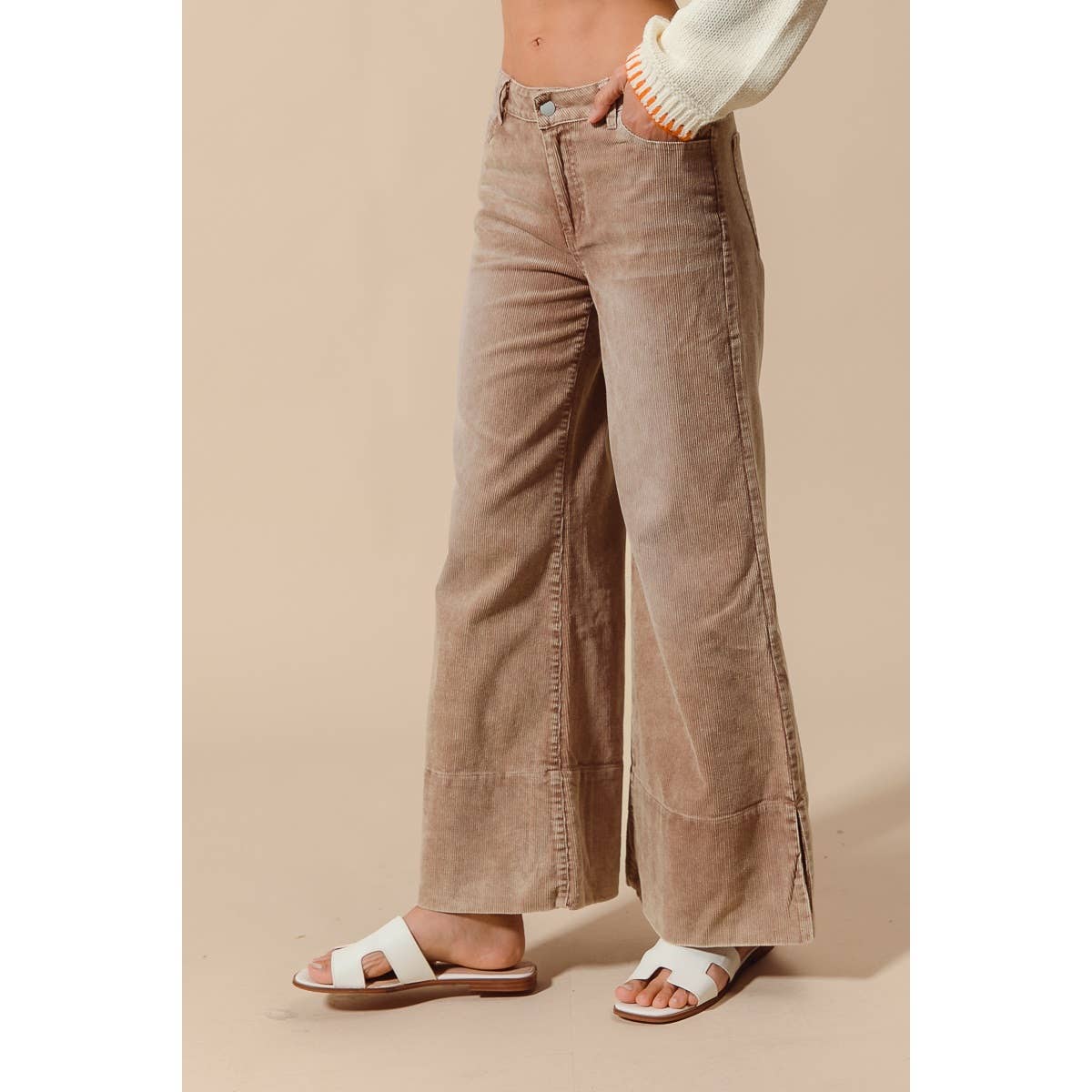 Pick Up - WIDE LEG FLARED WASHED CORDUROY PANTS