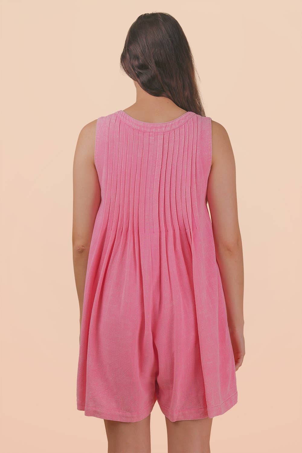 Pick Up - PINK Mineral Washed Pleated Romper