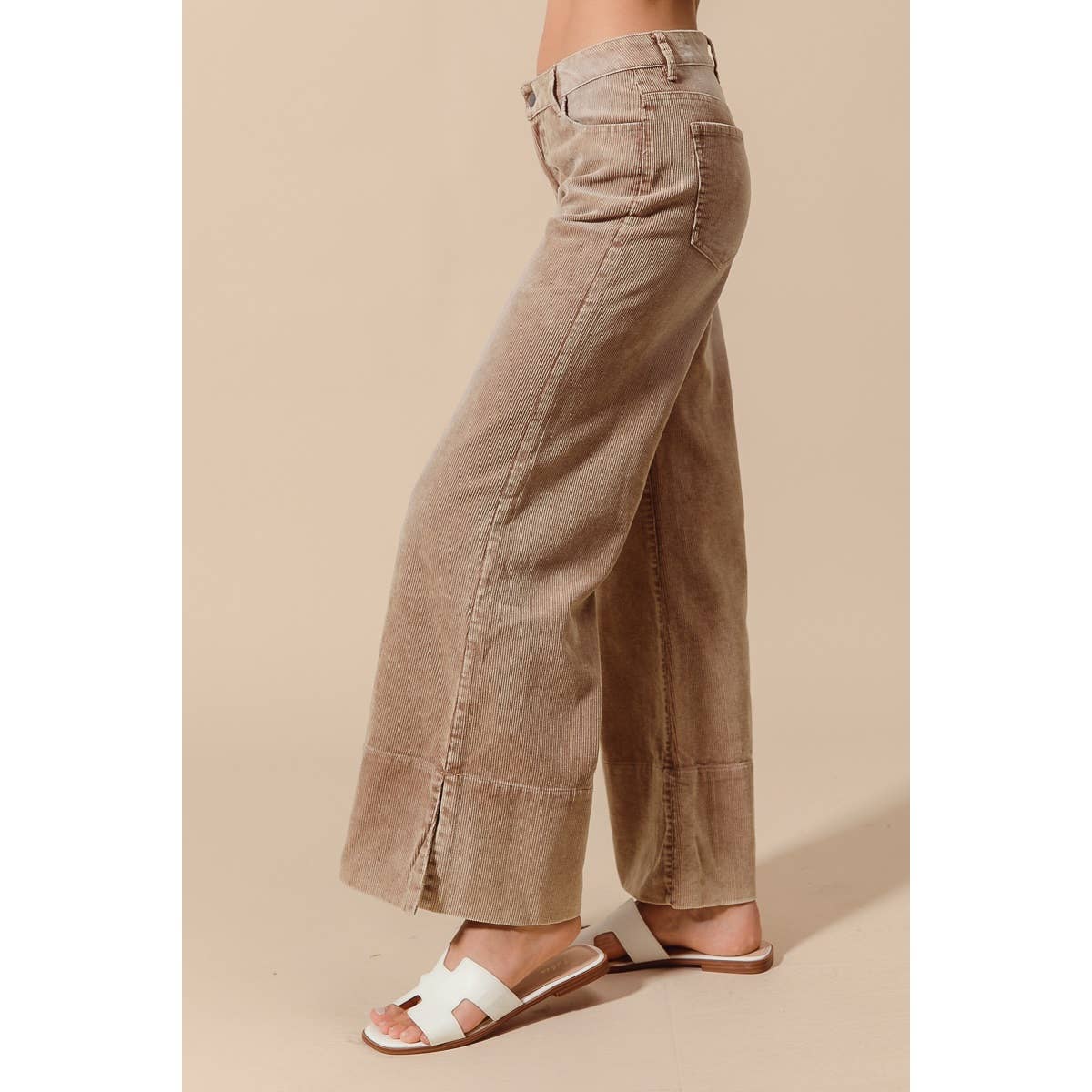 Pick Up - WIDE LEG FLARED WASHED CORDUROY PANTS