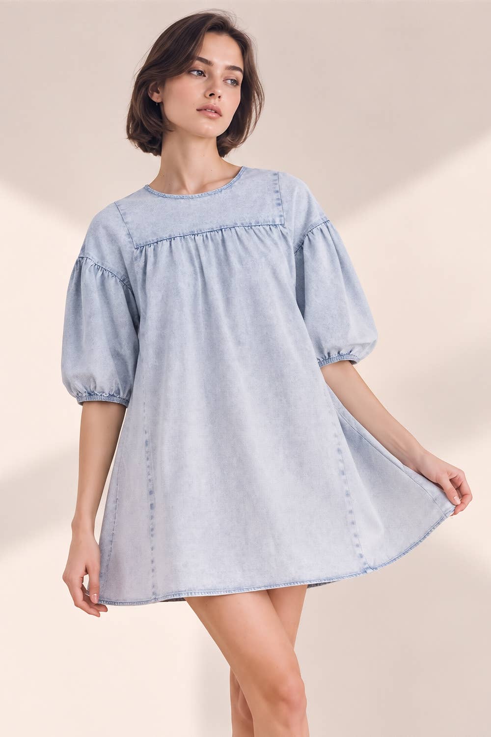 Pick Up - Washed Denim Casual Mini Dress