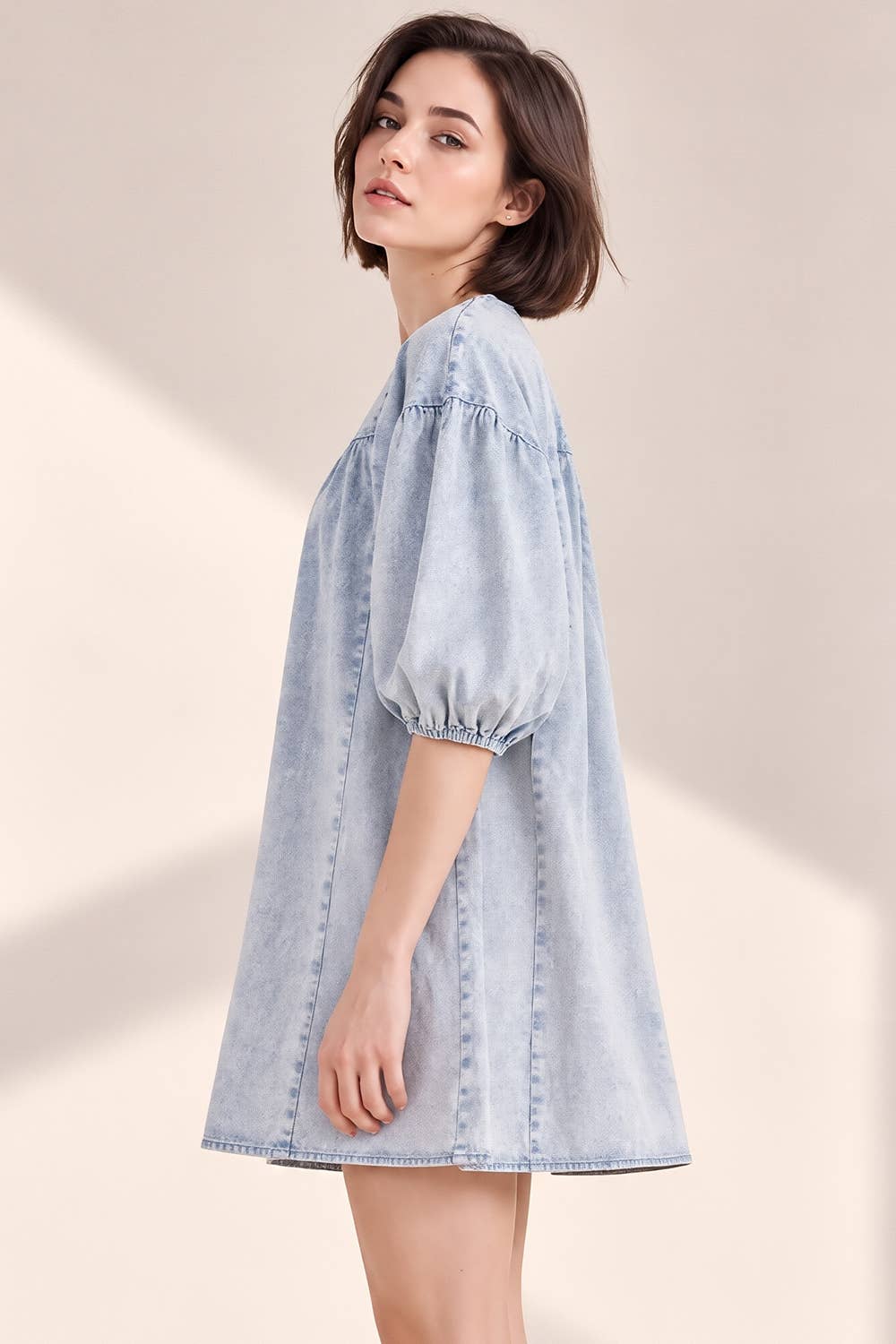 Pick Up - Washed Denim Casual Mini Dress