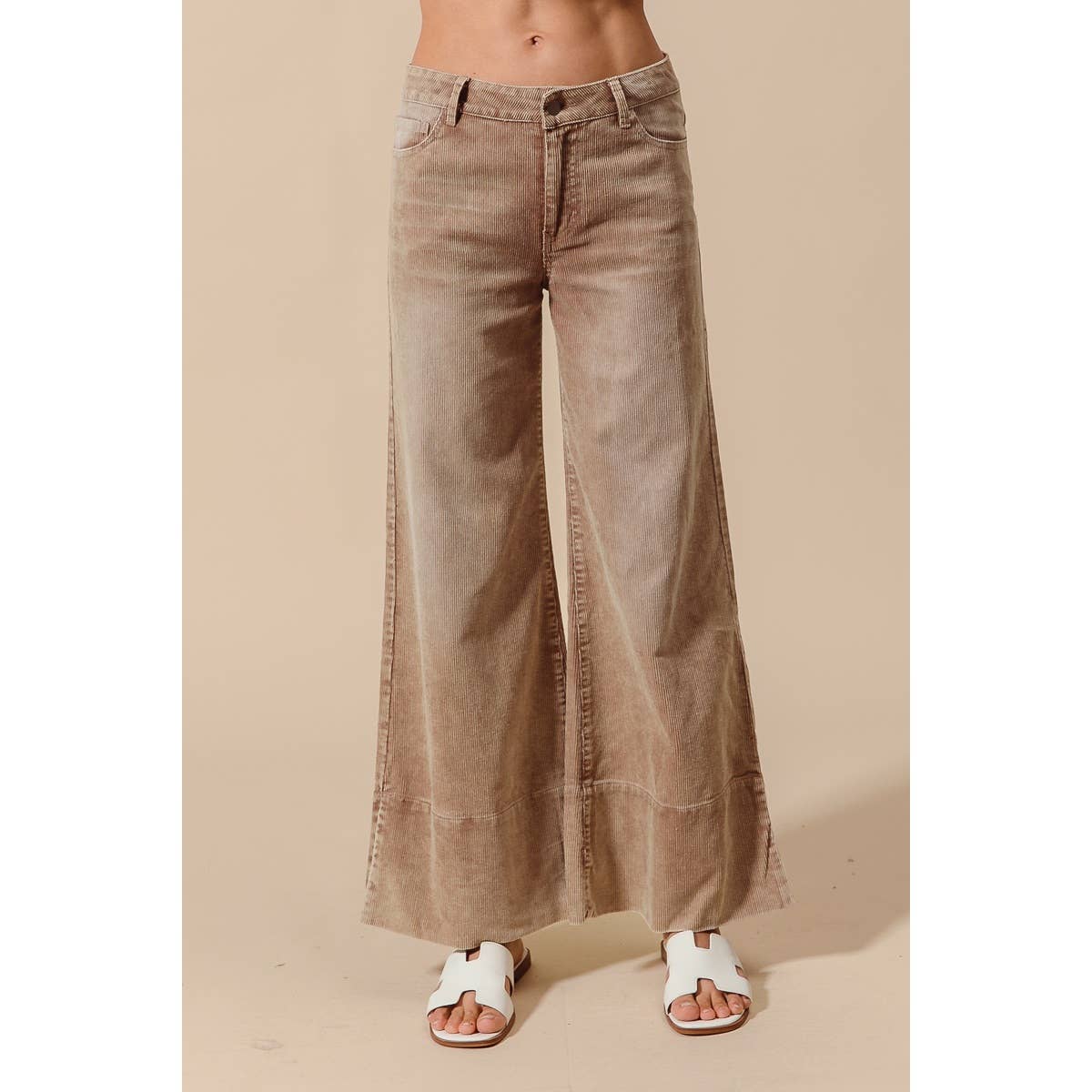 Pick Up - WIDE LEG FLARED WASHED CORDUROY PANTS