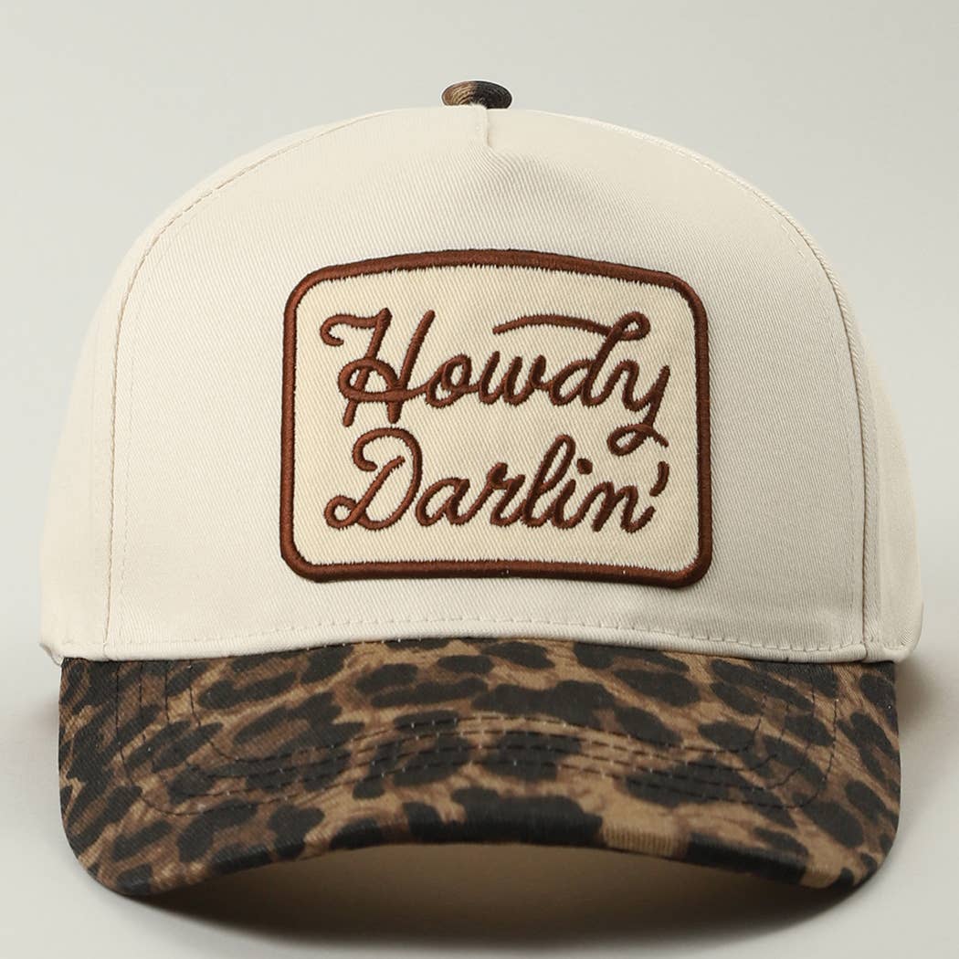 Pick Up - Howdy Darlin' Embroidered Leopard Brim Trucker Hat