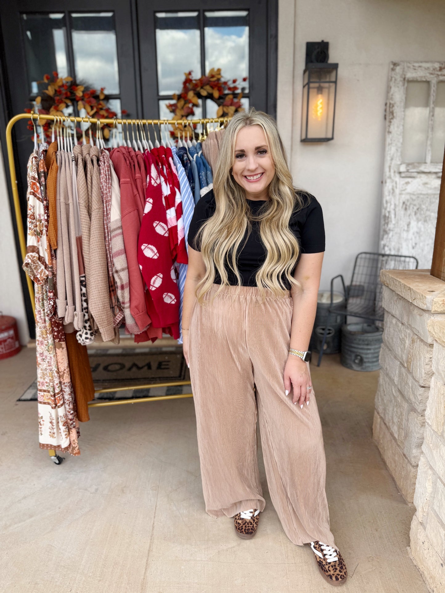 Pick Up - Taupe Ruffle Silky Pants