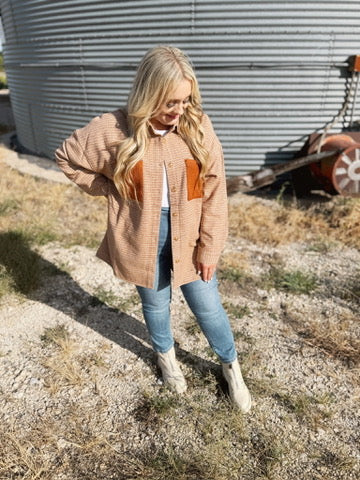 Pick Up - Start You Day Rust Flannel Plaid Oversized Shacket