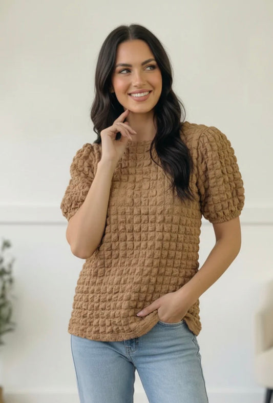 Pick Up - Taupe Textured Blouse