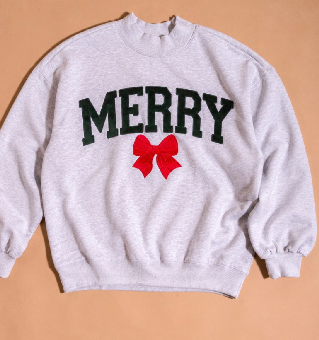 Pick Up - Mock Neck Merry Bow Sweatshirt