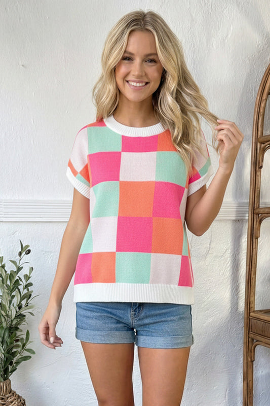 Hot Pink Sugar Rush Checkered Top