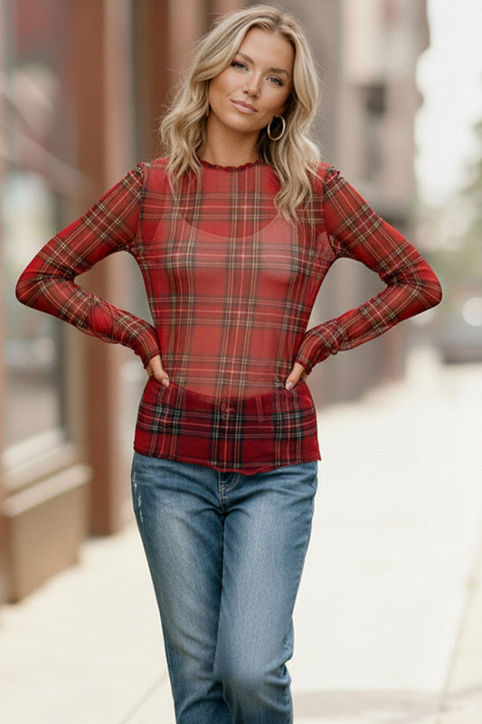 Pick Up - Plaid Babe Sheer Top