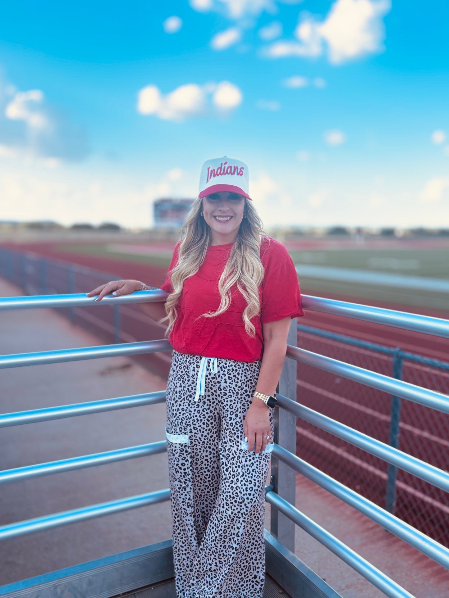 Pick Up - Game Day Monochromatic Red Star Patchwork Top
