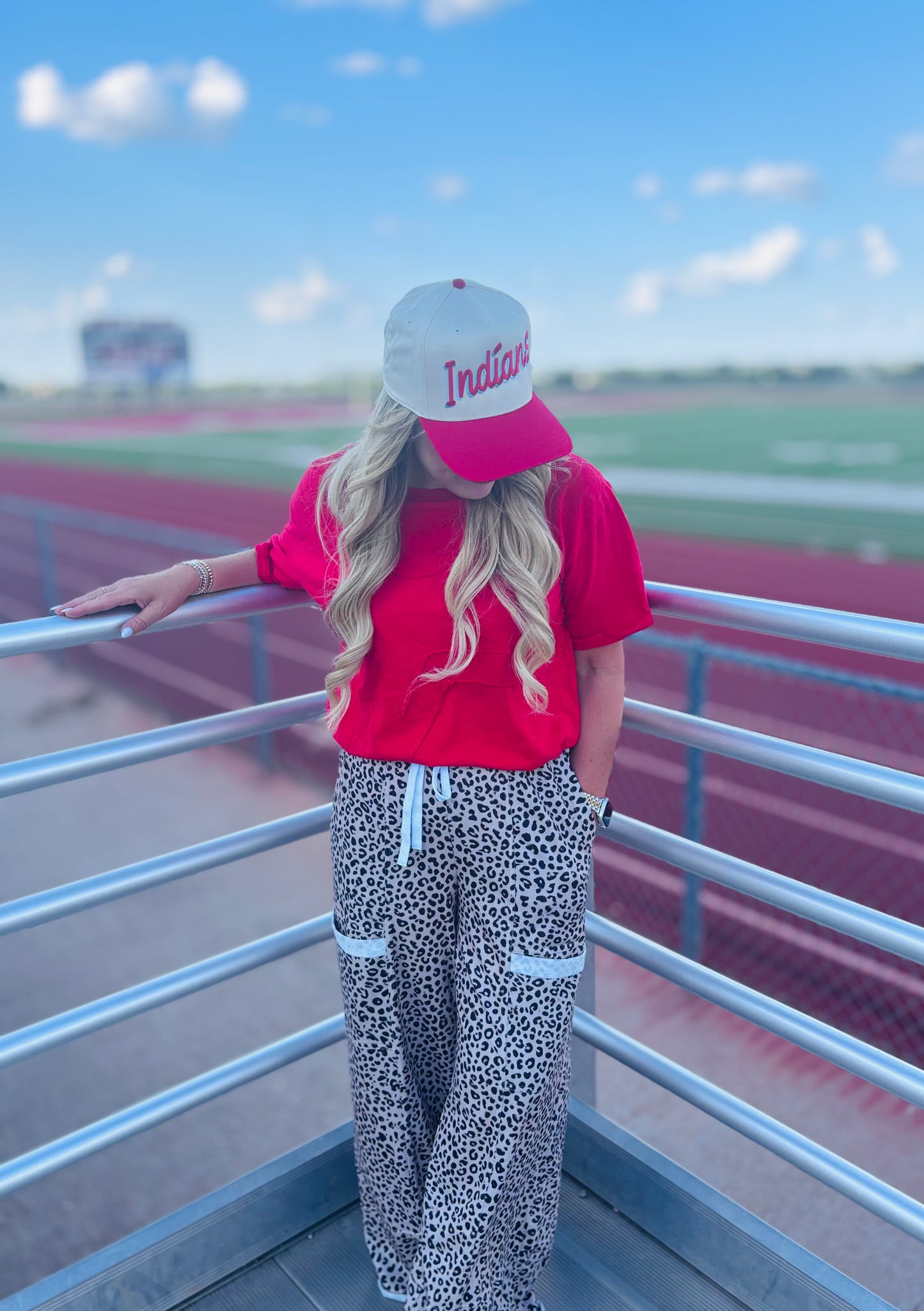 Pick Up - Game Day Monochromatic Red Star Patchwork Top