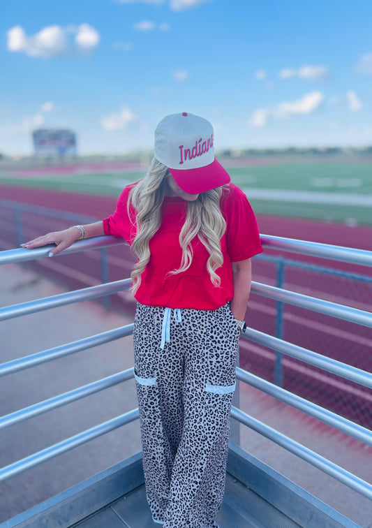 Pick Up - Game Day Monochromatic Red Star Patchwork Top