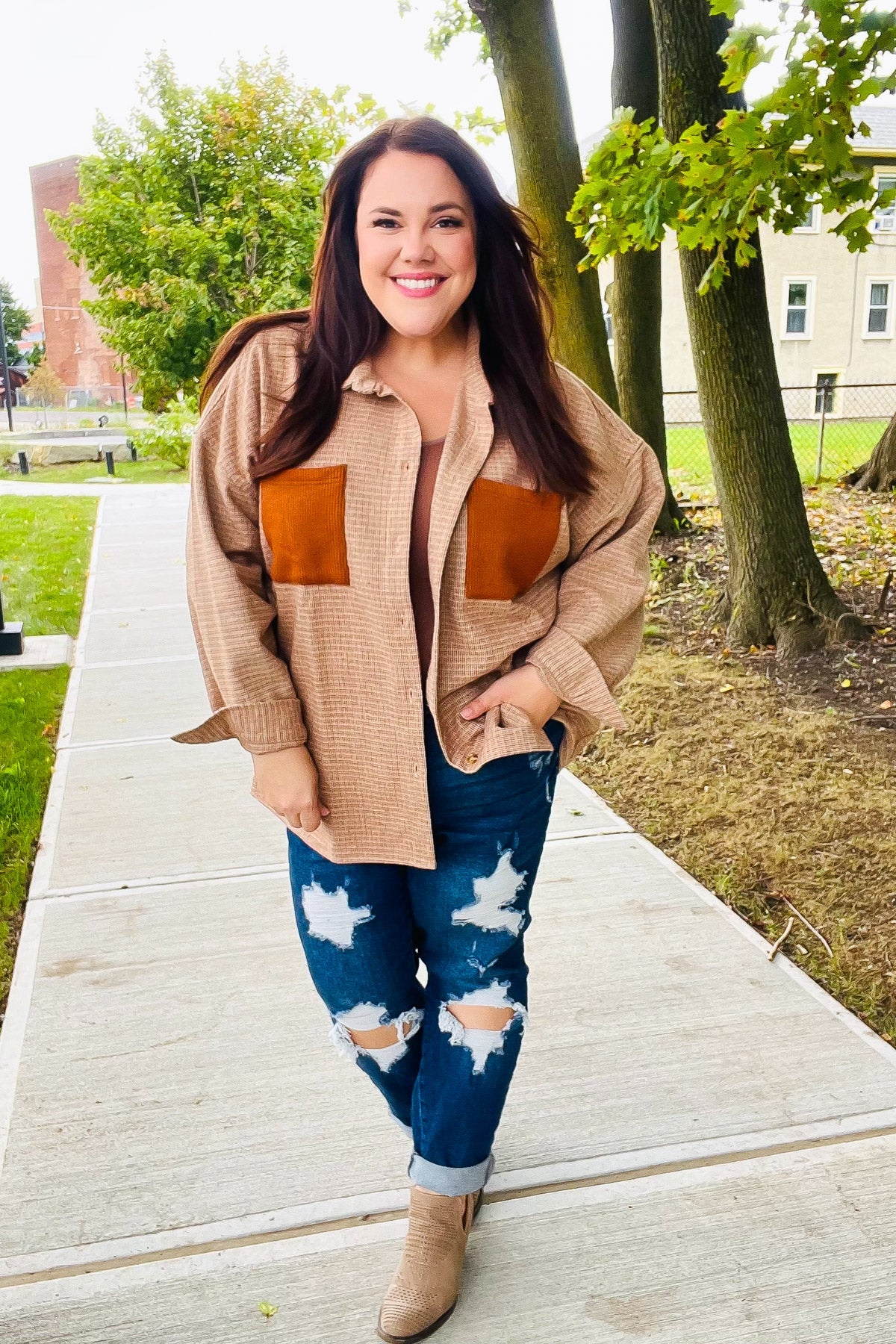 Pick Up - Start You Day Rust Flannel Plaid Oversized Shacket