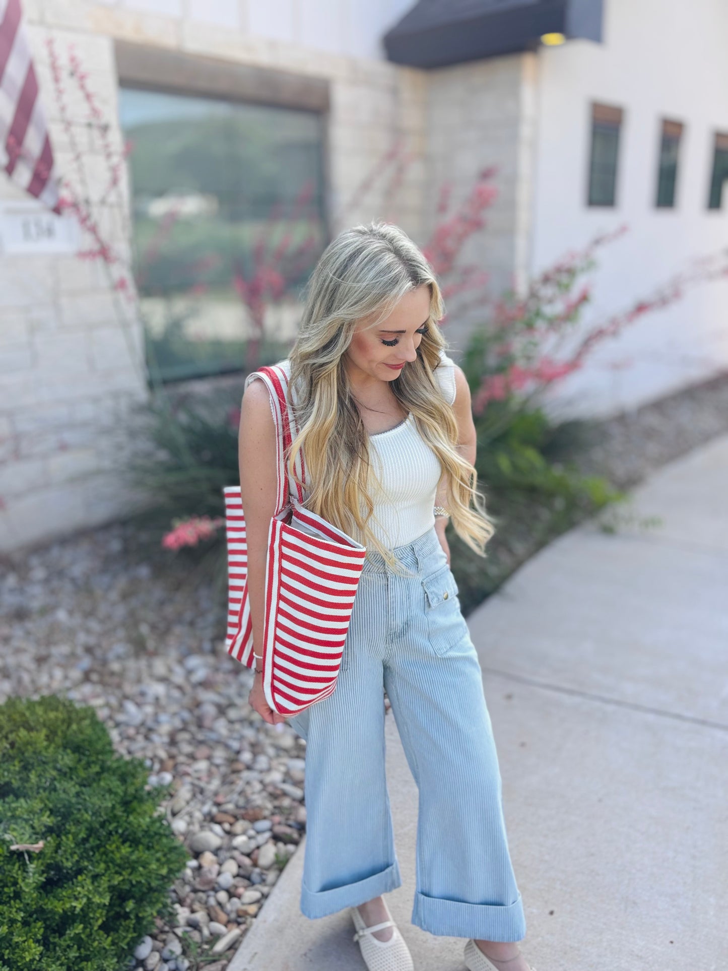 Pick Up - Red Stripe Tote Bag
