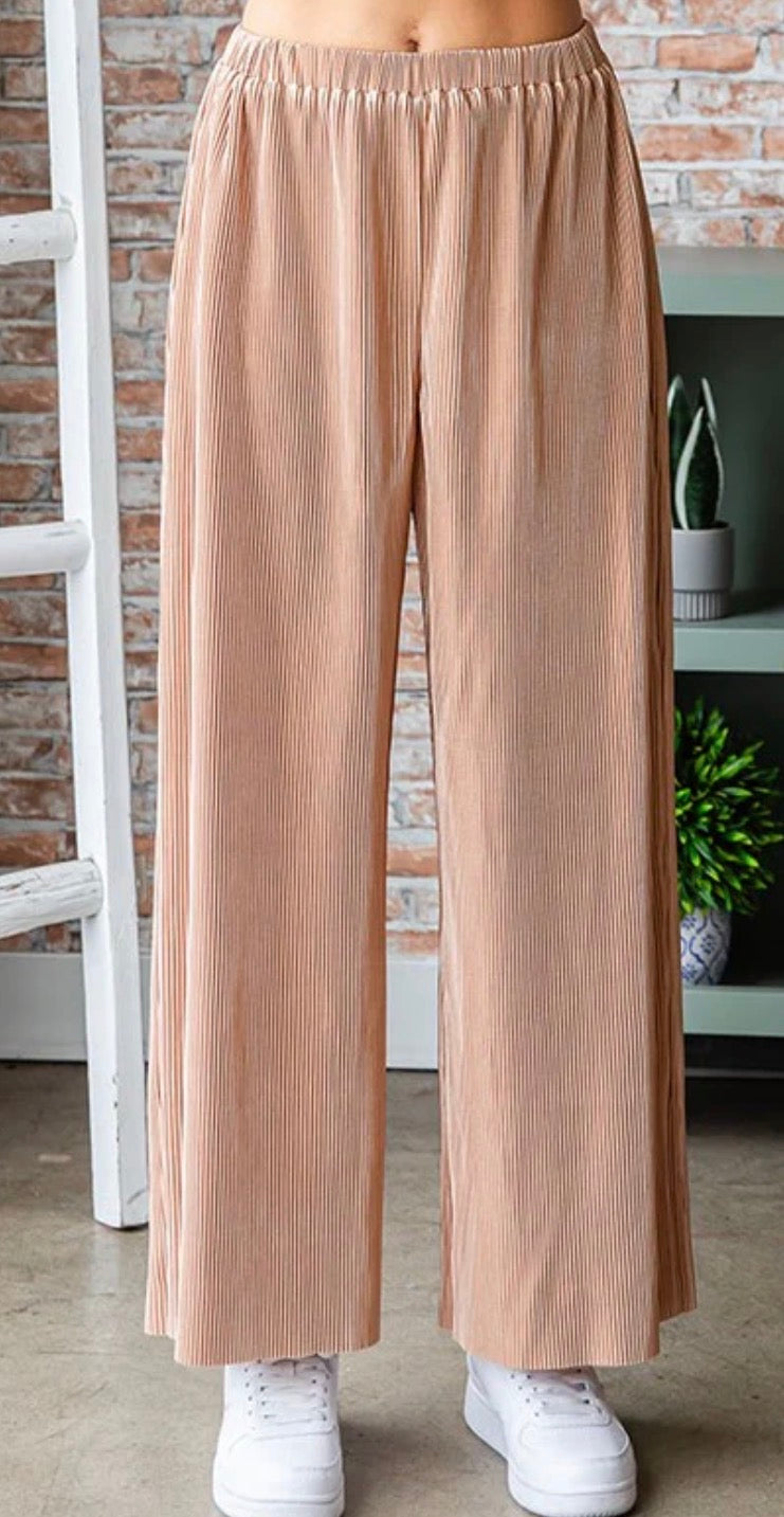 Pick Up - Taupe Ruffle Silky Pants