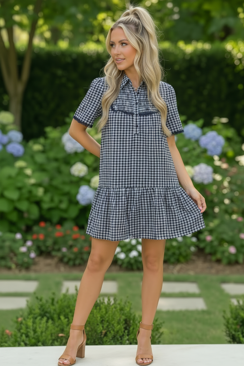 Pick UP - Summer Wedding Button Down Ruffle Mini Dress