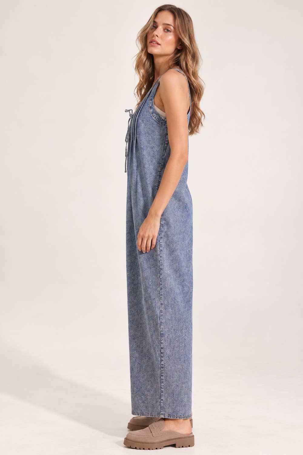 Pick Up - Wide Leg Washed Denim Jumpsuit