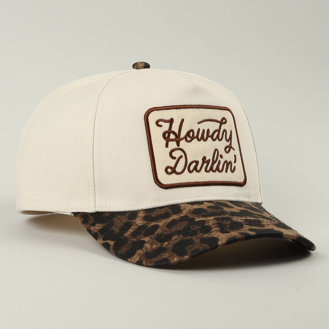 Pick Up - Howdy Darlin' Embroidered Leopard Brim Trucker Hat