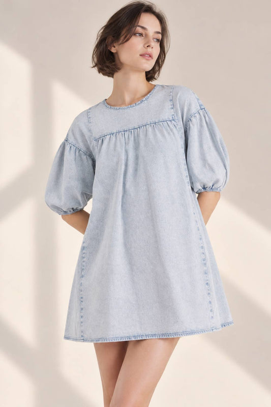 Pick Up - Washed Denim Casual Mini Dress