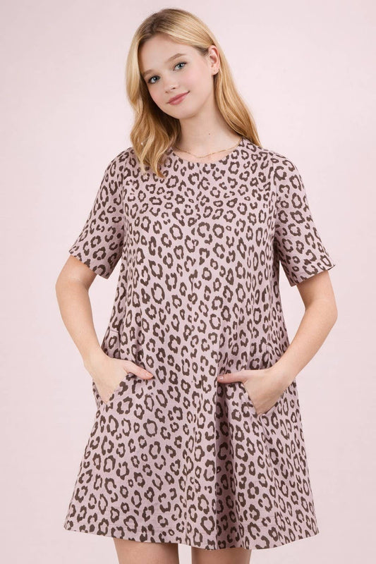 Pick Up - Leopard Printed Comfy Mini Dress