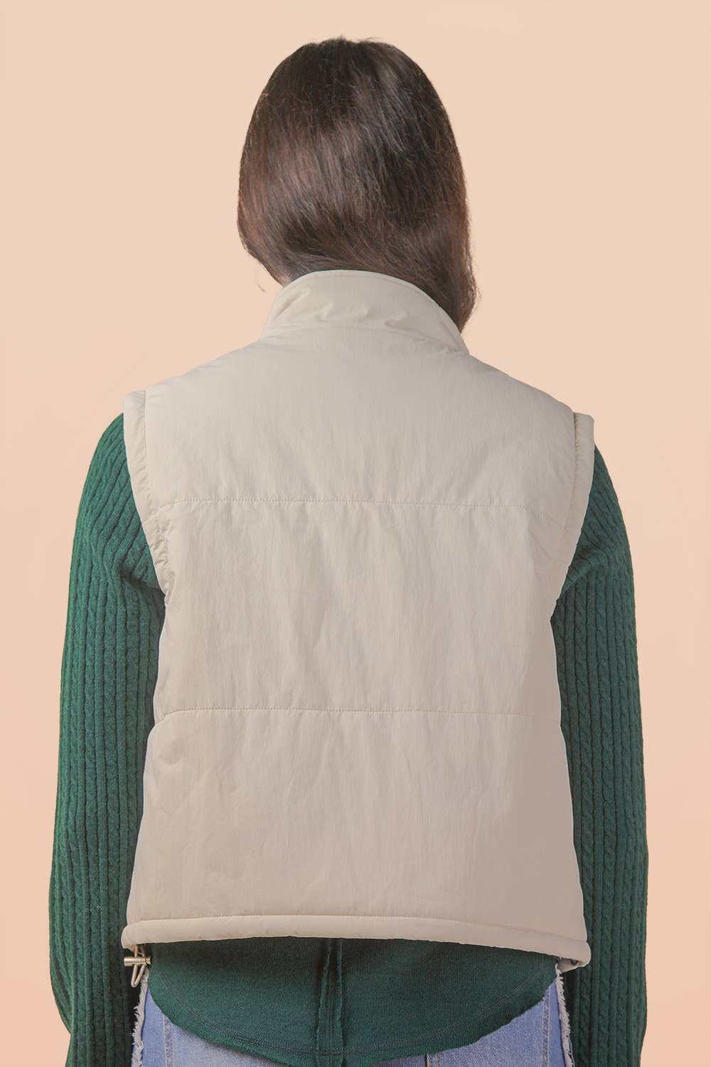 Pick Up - Tie Detail Mock Neck Casual Puffer Vest