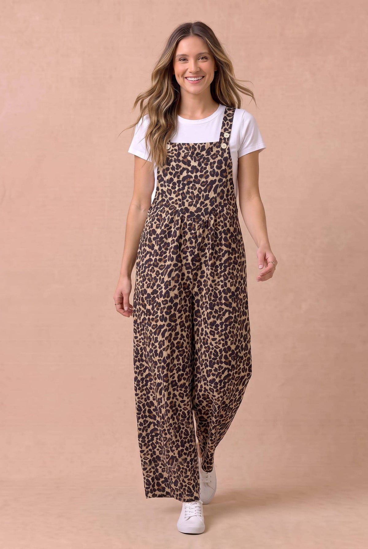Pick Up - Leopard Print Wide Leg Bib Overalls
