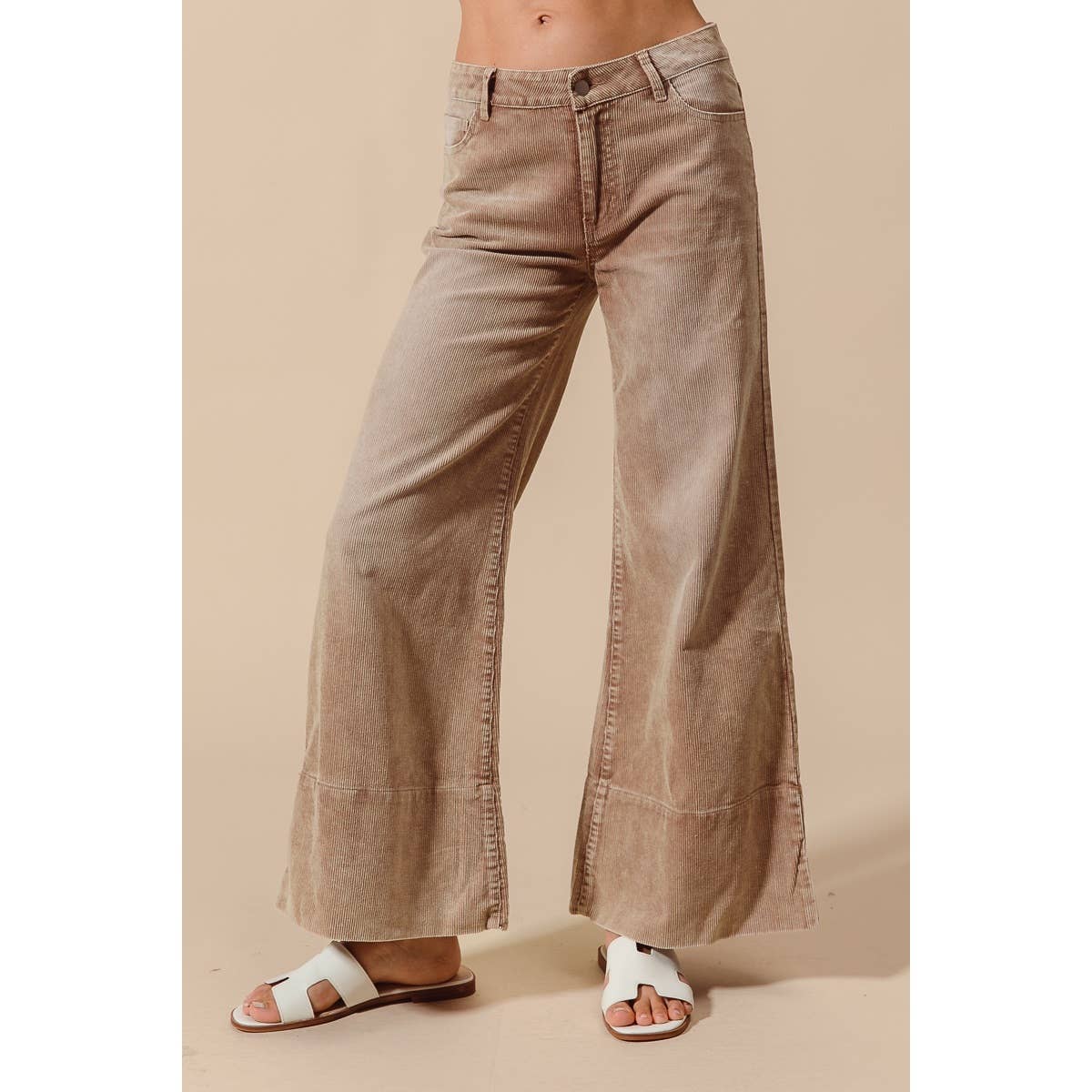 Pick Up - WIDE LEG FLARED WASHED CORDUROY PANTS