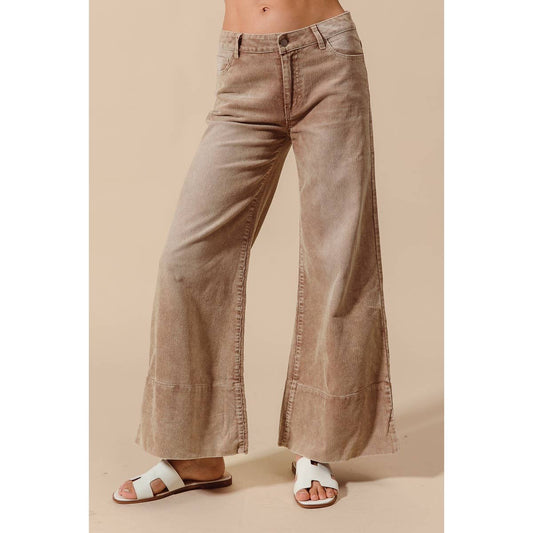 Pick Up - WIDE LEG FLARED WASHED CORDUROY PANTS